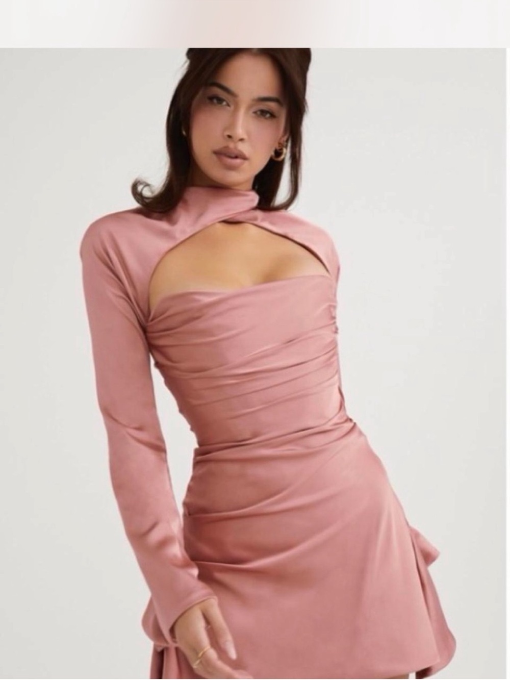 House of CB Dusty Rose Long Sleeve Cutout Mini Dress